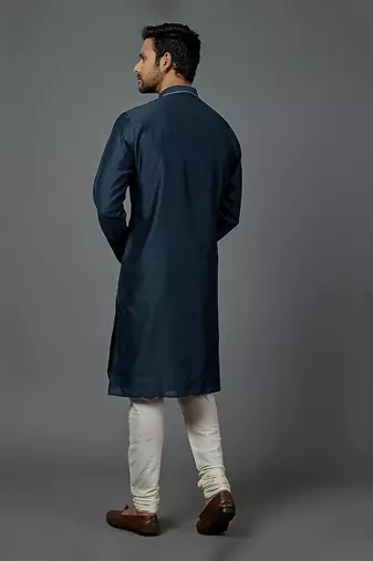 Color Blocking Kurta With Texture And Churidar