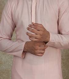 Baby Pink Kurta With Machine Embroidery On Collar And Placket Paired With Pant