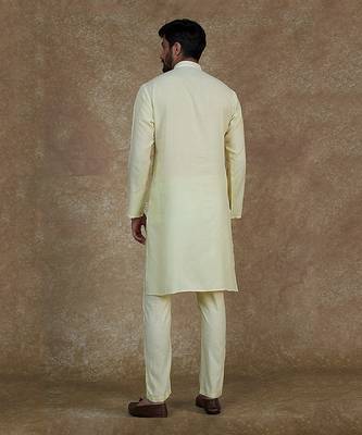 Sea Green Kurta With Machine Embroidery On Collar And Placket Paired With Pant 2