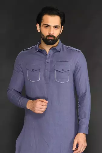 Pathani With Patiyala. Texturing On Pocket