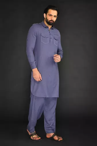 Pathani With Patiyala. Texturing On Pocket