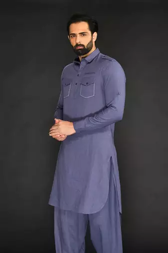 Pathani With Patiyala. Texturing On Pocket