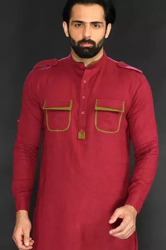 Pathani With Patiyala. Patchwork On Pocket