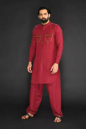 Pathani With Patiyala. Patchwork On Pocket