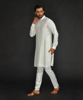 Silk Cotton Kurta With With Slim Pant 4
