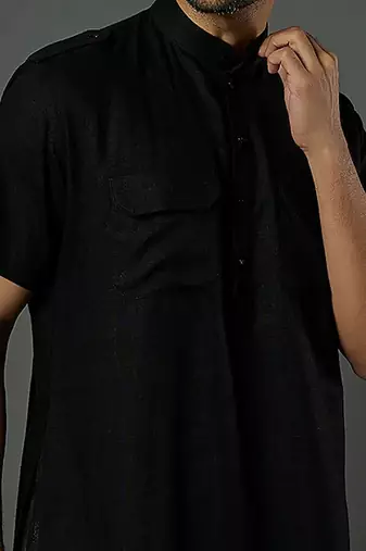 black plain short Kurta