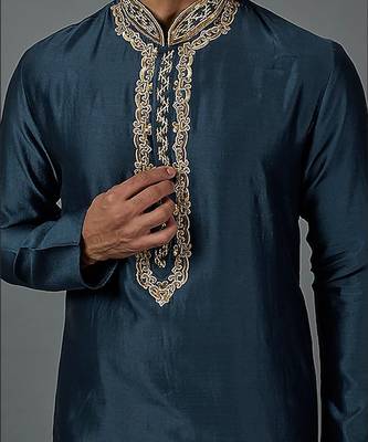 Chanderi Kurta With Hand And Machine Embroidery 2
