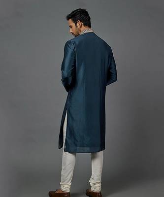 Chanderi Kurta With Hand And Machine Embroidery 3
