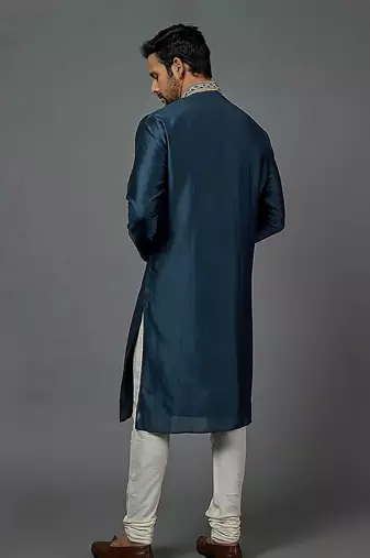 Chanderi Kurta With Hand And Machine Embroidery
