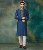 Chanderi Kurta With Hand And Machine Embroidery