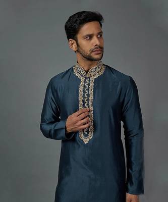 Chanderi Kurta With Hand And Machine Embroidery 5
