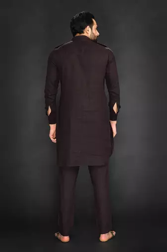 Pathani With Texturing On Front Panel And Pant
