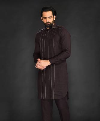 Pathani With Texturing On Front Panel And Pant 1
