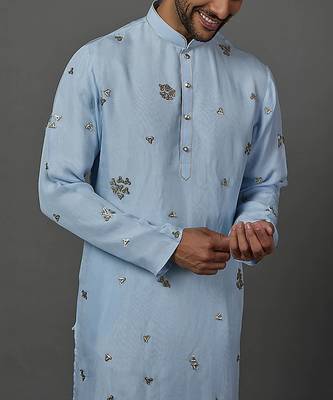 Hand Embroidered Organza Fabric Kurta With Churidar 2