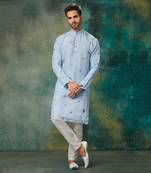 Hand Embroidered Organza Fabric Kurta With Churidar