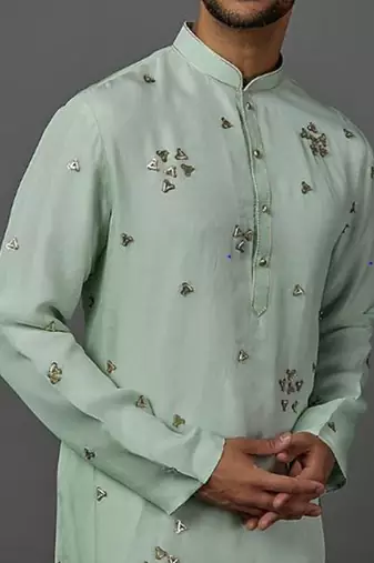 Hand Embroidered Organza Fabric Kurta With Churidar