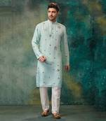 Hand Embroidered Organza Fabric Kurta With Churidar