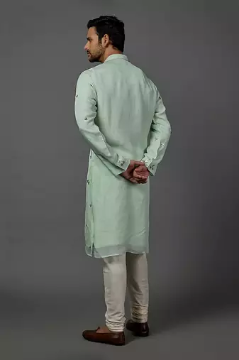 Hand Embroidered Organza Fabric Kurta With Churidar