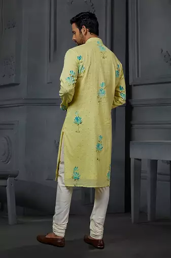 Sequin Brush Printed Kurta With Churidar