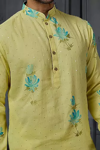 Sequin Brush Printed Kurta With Churidar