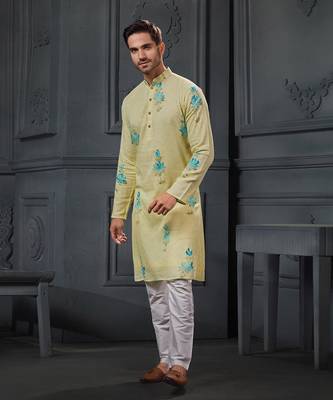 Sequin Brush Printed Kurta With Churidar 1