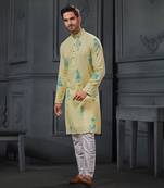 Sequin Brush Printed Kurta With Churidar