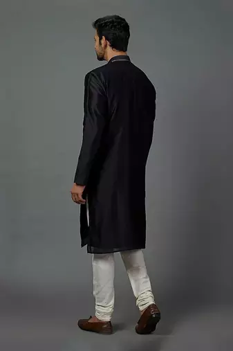 Color Blocking Kurta With Texture And Churidar