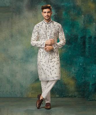 Machine Embroidered Kurta With Churidar 1