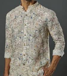 Linen Printed And Machine Embroidered Short Kurta With Slim Pant