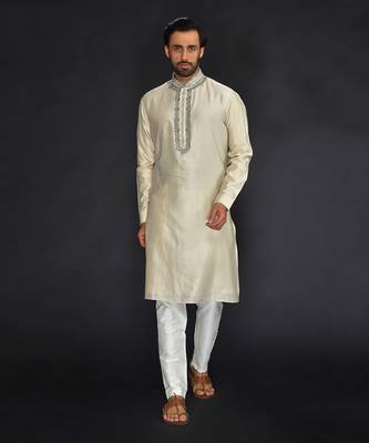 Chanderi Kurta With Hand And Machine Embroidery 1