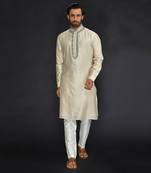 Chanderi Kurta With Hand And Machine Embroidery
