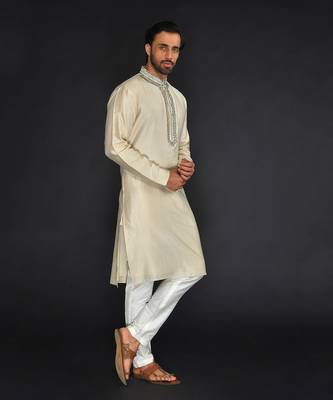 Chanderi Kurta With Hand And Machine Embroidery 3