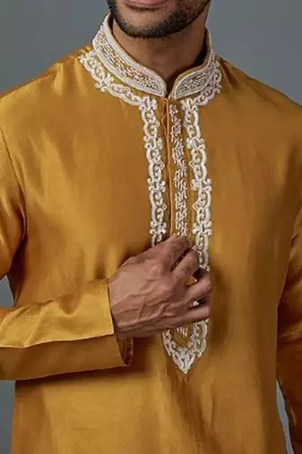 Chanderi Kurta With Hand And Machine Embroidery