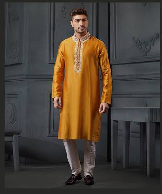 Chanderi Kurta With Hand And Machine Embroidery 1