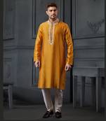 Chanderi Kurta With Hand And Machine Embroidery