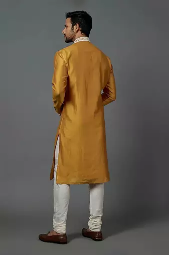 Chanderi Kurta With Hand And Machine Embroidery