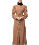 Nazneen Front Open long Cuff Gathered Puffed Sleeve Casual Abaya