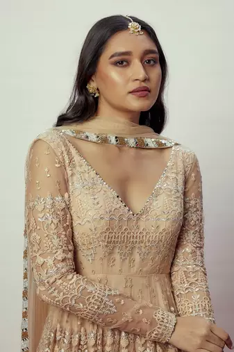 Rose Gold Anarkali Set