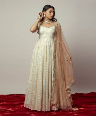 Porcelain Anarkali Gown Set 1