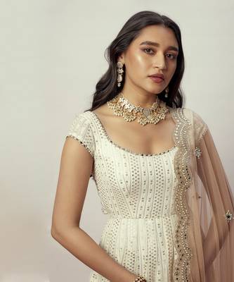 Porcelain Anarkali Gown Set 3