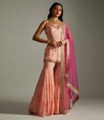 Peach Magenta Kurta Gharara Set