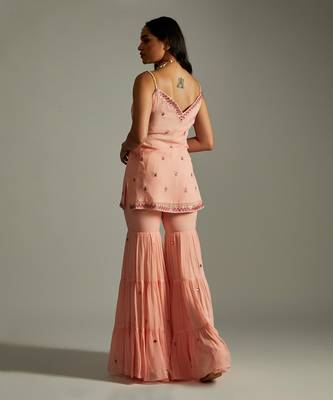 Peach Magenta Kurta Gharara Set 2