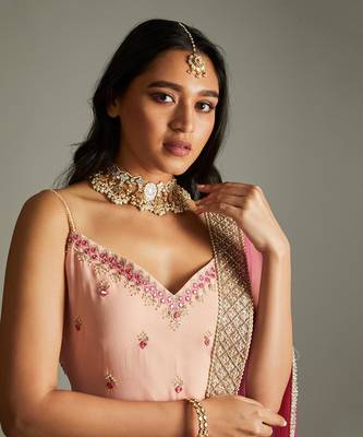 Peach Magenta Kurta Gharara Set 4