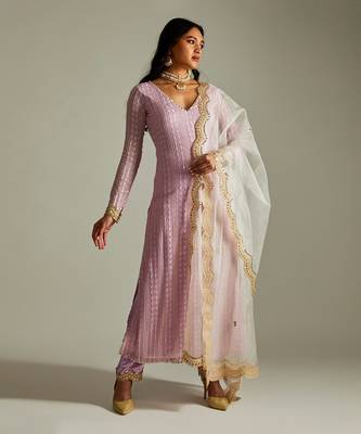 Lilac Kurta Pants Set 1