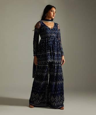 Midnight Blue Kurta Sharara Set 1