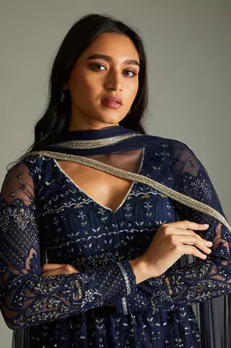 Midnight Blue Kurta Sharara Set