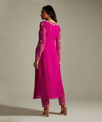 Magenta Kurta Pants Set 2