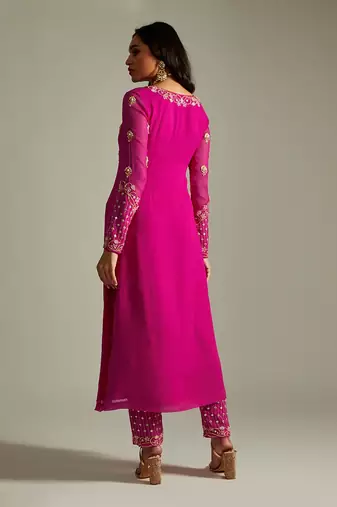 Magenta Kurta Pants Set