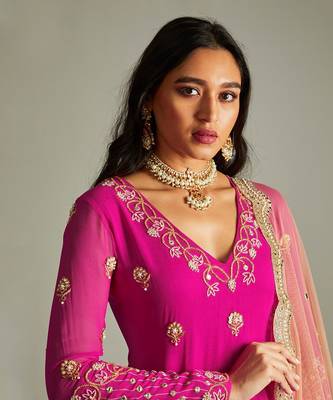Magenta Kurta Pants Set 4