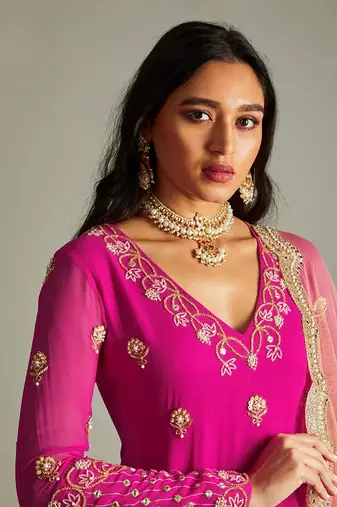 Magenta Kurta Pants Set